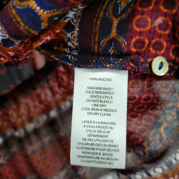 Beach Lunch Lounge Boho Floral Tunic Top 3/4 Bell Sleeve - Picture 12 of 13